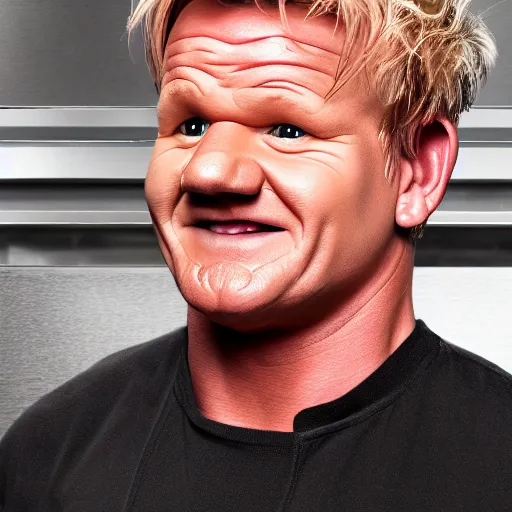 Image similar to photo of gordon ramsay cooking muppet meat