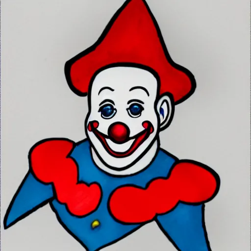 Prompt: mock - up sketch of a wanted clown