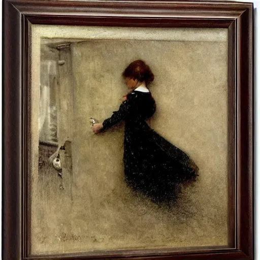 Prompt: young victorian woman escaping a dungeon, by alfred stevens