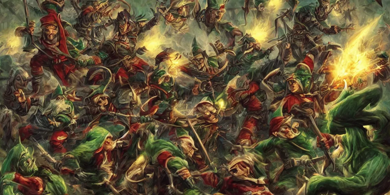 Image similar to evil elves fight evil dwarves