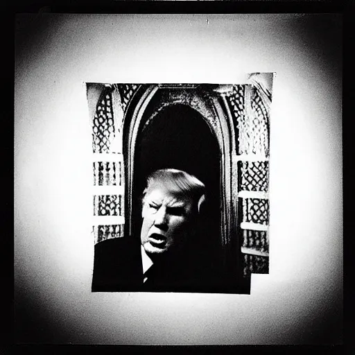 Image similar to “dark polaroid of Donald Trump in hell in the style of gothic horror”