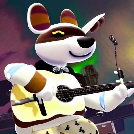 Image similar to k. k slider from animal crossing, playing guitar at a concert