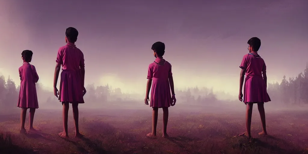 Prompt: kerala school boys wearing girls dresses posing for a photo, daylight, an epic fantasy, dramatic lighting, cinematic, establishing shot, extremely high detail, photorealistic, cinematic lighting, artstation, matte painting by simon stalenhag, horizon forbidden west landscape