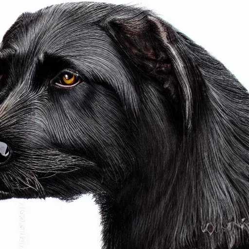 Prompt: portrait of a black wolfhound, regal, hyper realistic, highly detailed