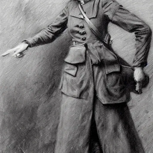 Image similar to ww 1 action heroine by alfred stevens in charcoal