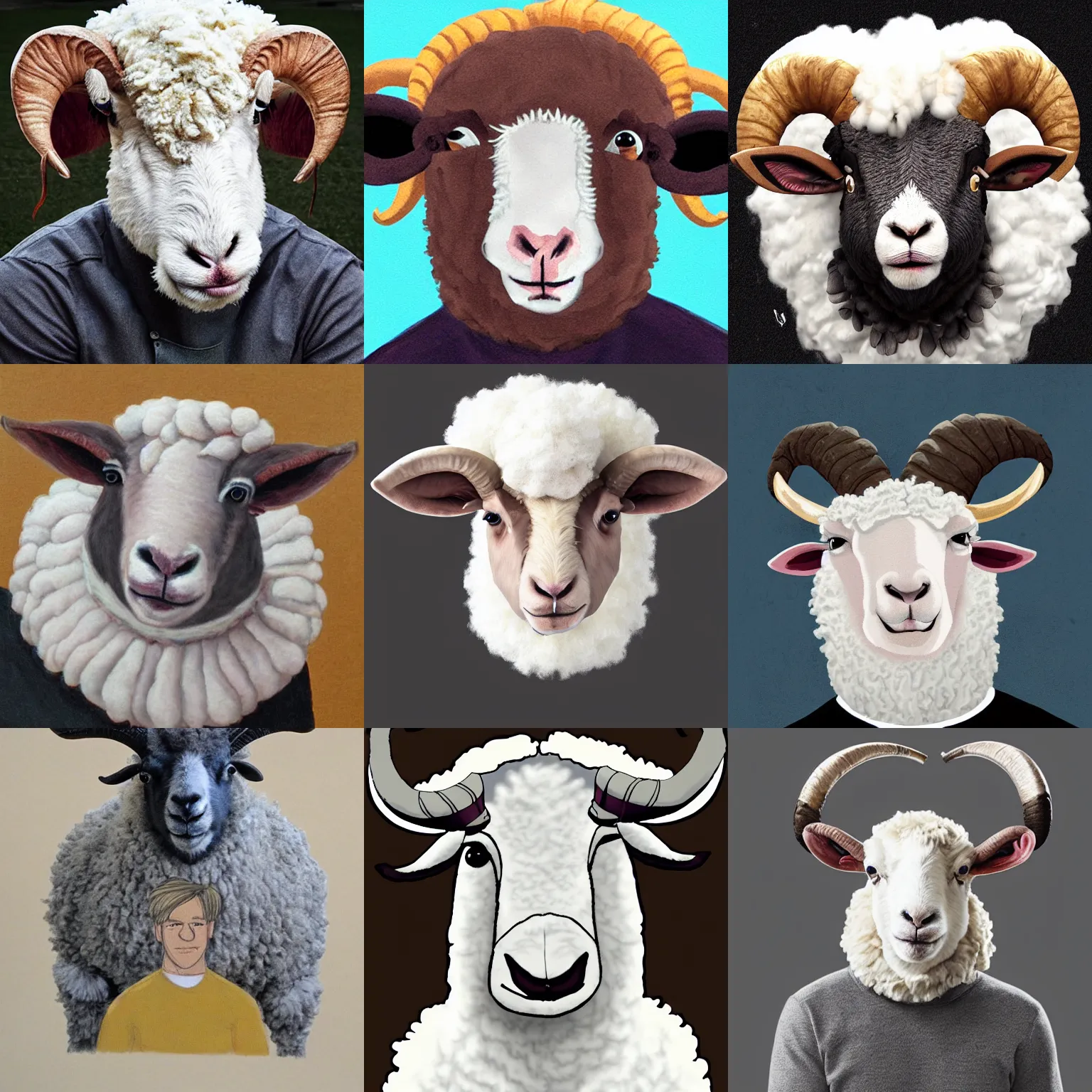 Prompt: portrait of gordon!! ramsay!! as a ram sheep with horns and wool