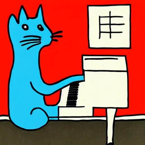 Image similar to cute cartoon cat playing the piano by jean jullien