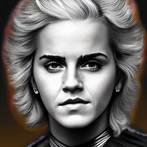 Prompt: Emma Watson as Granny Goodness, highly detailed, realistic face, digital art