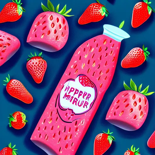 Prompt: a hyperdetailed strawberry milk poster, 4 k hd wallpaper illustration, package cover