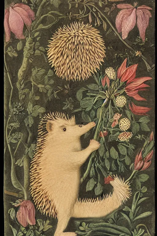 Image similar to sonit the hedgehog, by maria sibylla merian