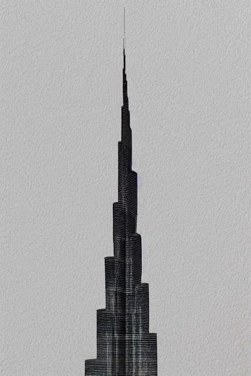 Image similar to minimalist watercolor art of burj khalifa, illustration, vector art