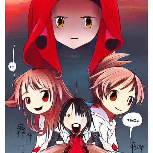 Prompt: Isekai The Little Water Squirrel Spirit Wearing a Red Hoodie Under Stars Mark Riddick craig j. spearing Alexey Egorov Inio Asano Mangaka monogatari