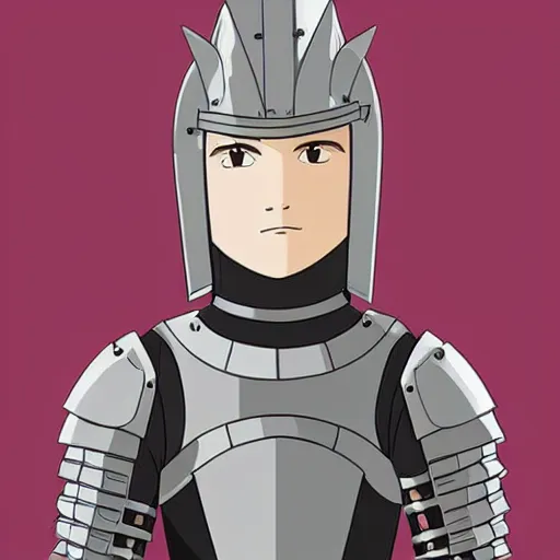 Image similar to a portrait of a knight wearing armor in style of studio ghibli