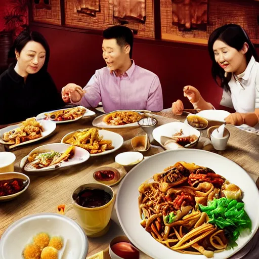 Prompt: “family dinner at a chinese restaurant, hyper realistic, high definition, award winning, 8k, photo”