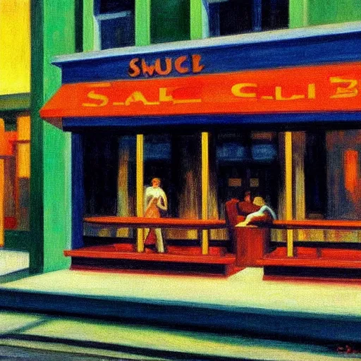 Image similar to snake jazz club by edward hopper