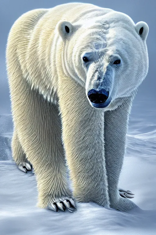 Image similar to portrait of a armored polar bear. hyper realistic, digital art, intricate, high detail.