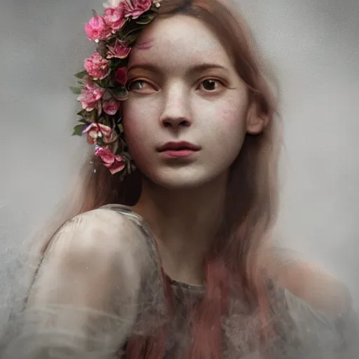 Prompt: of a portrait of a girl simulated by smoke and flowers,hyper realistic,cinematic lighting,cinematic lighting ,hyper realistic,inspired by rococo ,baroque,highly detailed ,octane render,8k render, matte painting, concept art, hdri, 4k -