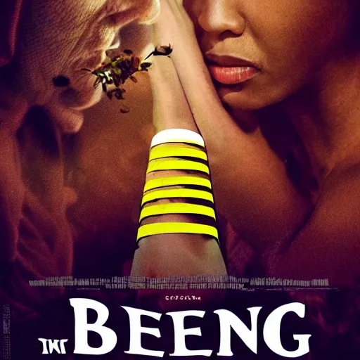 Prompt: movie poster about a person addicted to bee stings