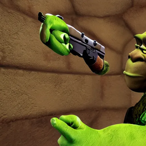 Prompt: pistol skin of shrek