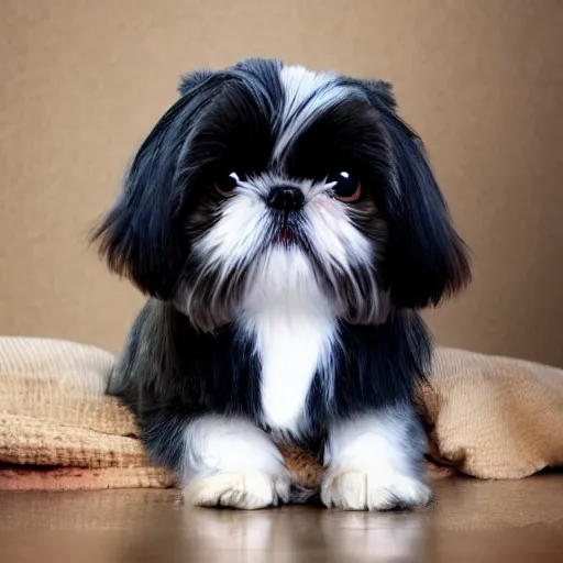 Prompt: a shih tzu with huge cat eyes full body