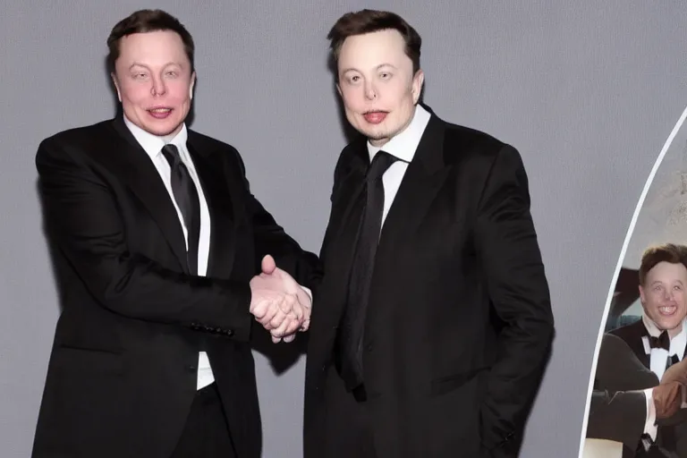 Image similar to michael jackson!!! shaking hands with elon musk