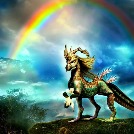 Prompt: photograph of avril lavigne riding a dragon through the clouds with rainbows and unicorns, high medieval fantasy, full color digital art, cinematic shot, portrait, wide shot.