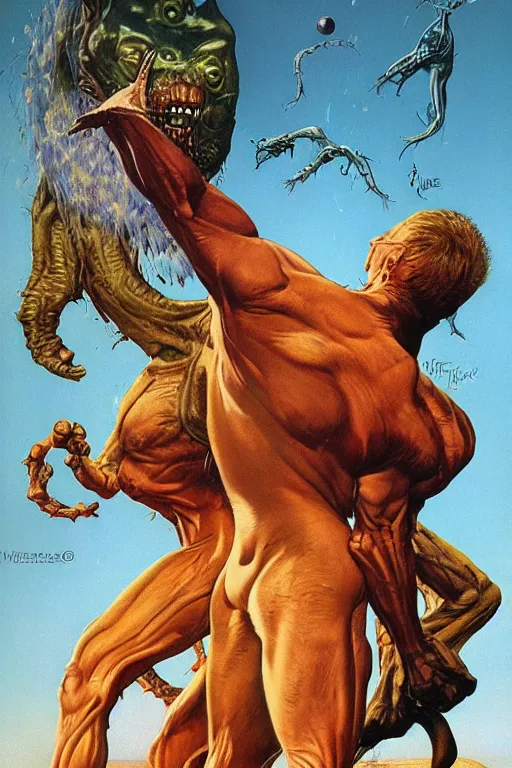 Prompt: extraterrestrial beast by wayne barlow, norman rockwell, boris vallejo