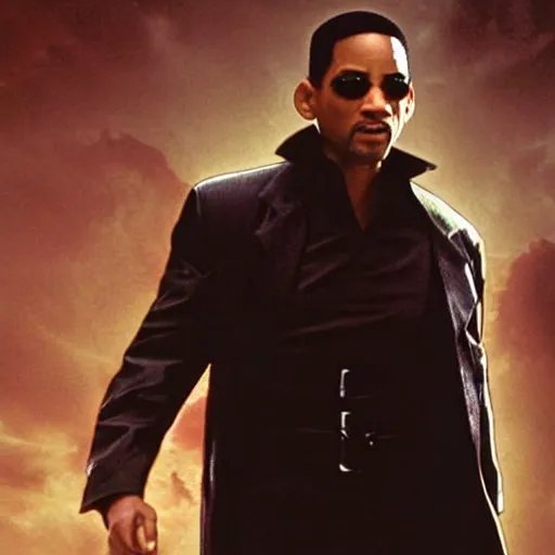 Image similar to A still of Will Smith as Neo from The Matrix. Extremely detailed. Beautiful. 4K. Award winning.