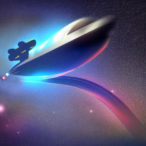 Image similar to futuristic spaceship travelling through space and time