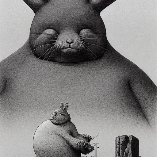 Image similar to Big Chungus by Zdzisław Beksiński