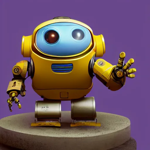 Image similar to two small chubby bots, colourful, smooth panelling,, intricate detail, pushing a battery, style of cute pokemon, with damaged rusty arms, broken antenna, recycled, floating, white studio, oil, mechanical, cute toy, wall - e, ambient light, in the style of pixar animation, pokedstudios, hyperdetailed, blender, octane render, 8 k,