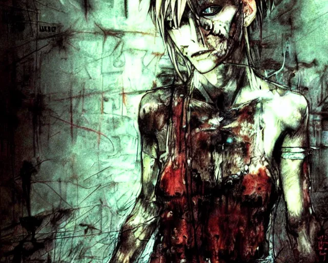 Image similar to Silent Hill concept art by Yoji Shinkawa, creepy, flesh, rust