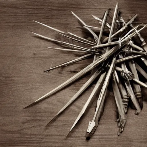 Image similar to spikes, pins, needles, thorns, nails, skewers, spear, harpoon, knife