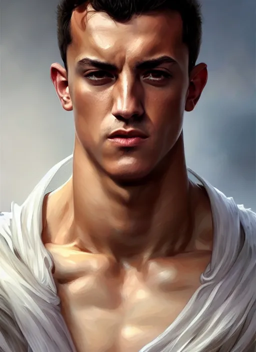 Prompt: portrait of aggressive lucas vazquez, d & d, muscular! white, fantasy, intricate, elegant, highly detailed, digital painting, artstation, concept art, smooth, sharp focus, illustration, art by artgerm and greg rutkowski and alphonse mucha