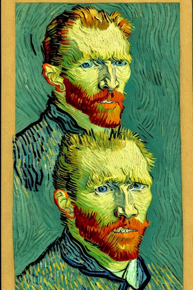 Image similar to winking self - portrait of van gogh, wink, wink and smile, one eye closed