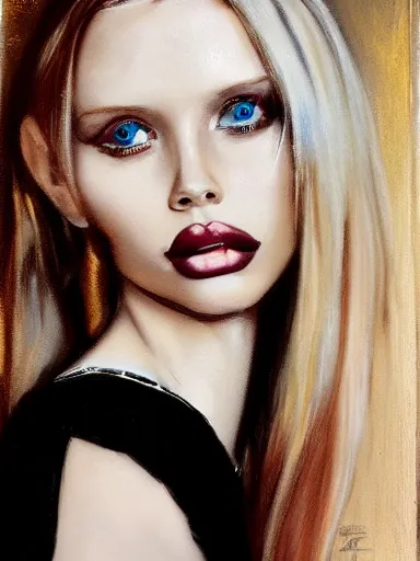 Prompt: portrait of abbey lee by luis falero