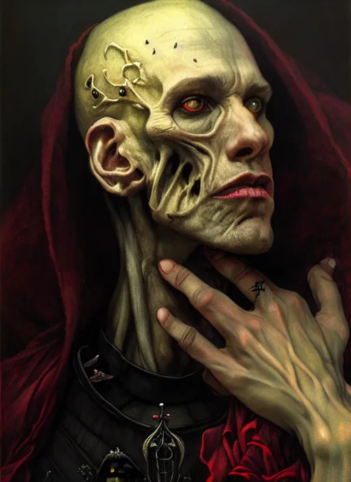 Image similar to male necromancer, full body, hyper realistic, extremely detailed, dnd character art portrait, dark fantasy art, intricate fantasy painting, dramatic lighting, vivid colors, by edgar maxence and caravaggio and michael whelan and delacroix.