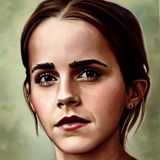 Prompt: emma watson, painting by barack obama