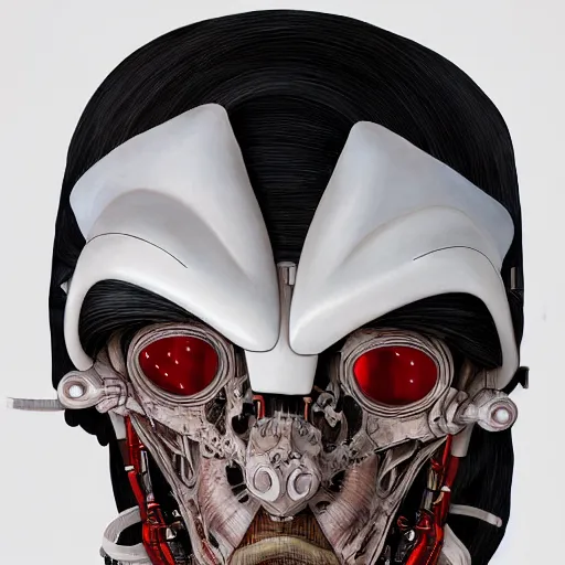 Image similar to man with scifi mask, actuators, carbon fiber, white plastic, bones and wires, soft light painted by james jean and katsuhiro otomo and erik jones, inspired by akira anime, smooth face feature, intricate oil painting, high detail illustration, sharp high detail, manga and anime 1 9 9 9