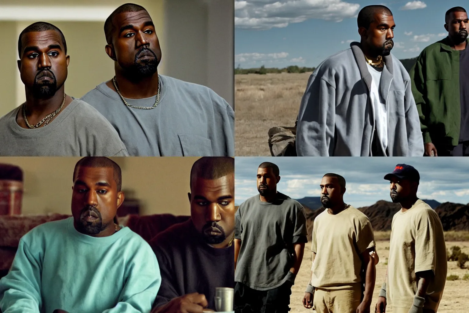 Prompt: Kanye West making a cameo in Breaking Bad, film still