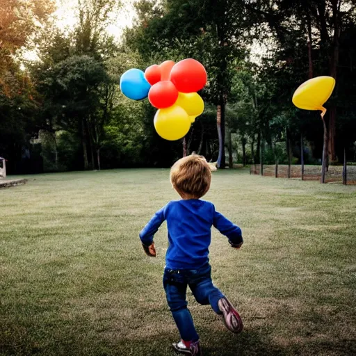 Image similar to a child chasing a balloon