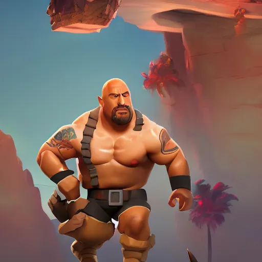 Image similar to Dwayne Johnson as a Clash Royale character, mattepainting concept Blizzard pixar maya engine on stylized background splash comics global illumination lighting artstation lois van baarle, ilya kuvshinov, rossdraws