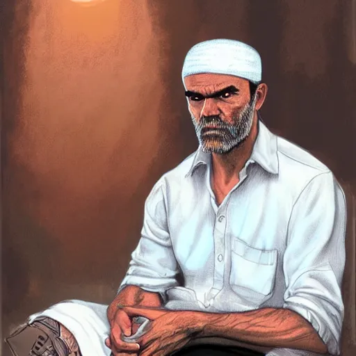 Prompt: Portrait of Trevor Philips Converts to Islam