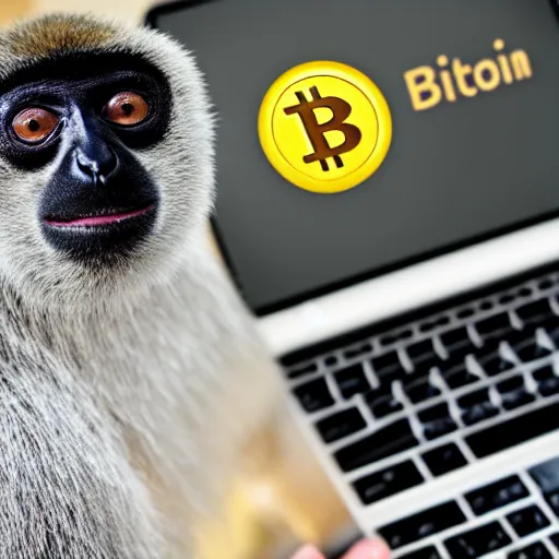 Image similar to the animal gibbon trading Bitcoin on a laptop