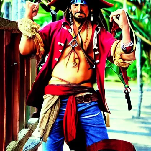Prompt: Captain Jack Sparrow as Monkey D. Luffy