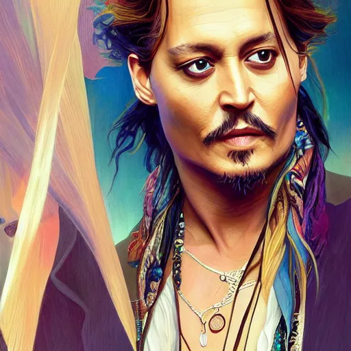 Image similar to johnny depp and amber heard on the style and color pallete of fleetwood mac's album rumours, intricate, elegant, highly detailed, digital painting, artstation, smooth, sharp focus, illustration, art by artgerm and greg rutkowski and alphonse mucha, cinematic