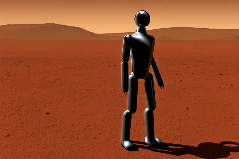 Prompt: realistic human - like man android on mars sci - fi low effort realistic ambient light and shadow