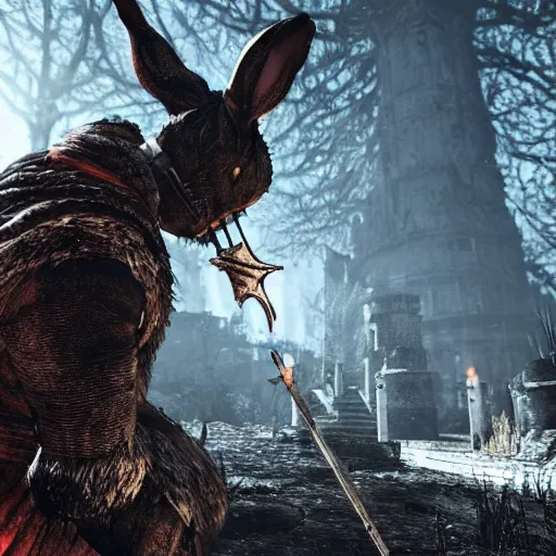 Image similar to a rabbit in the video game Dark Souls 3