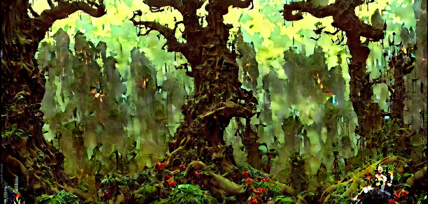 Image similar to exquisite imaginative fantasy landscape lush forests, moody sky, gnarly trees, with steampunk castles movie poster by : : norman rockwell, sargent, james gurney weta studio, trending on artstation james jean frank frazetta