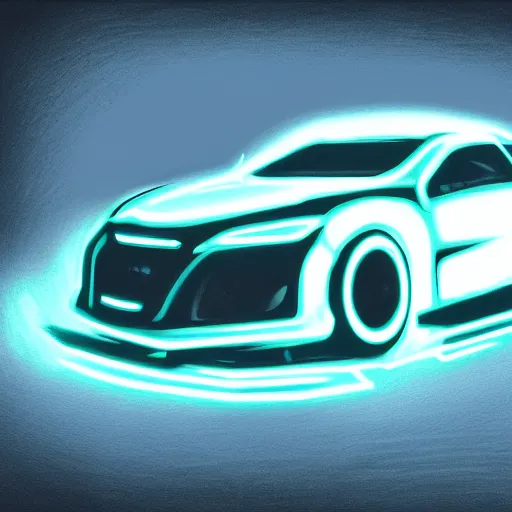 Prompt: car, ice, glow, neon, concept art,